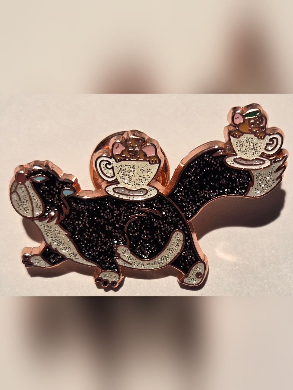 Disney Loungefly Cinderella Lucifer With Teacups 70th Anniversary Glitter Pin